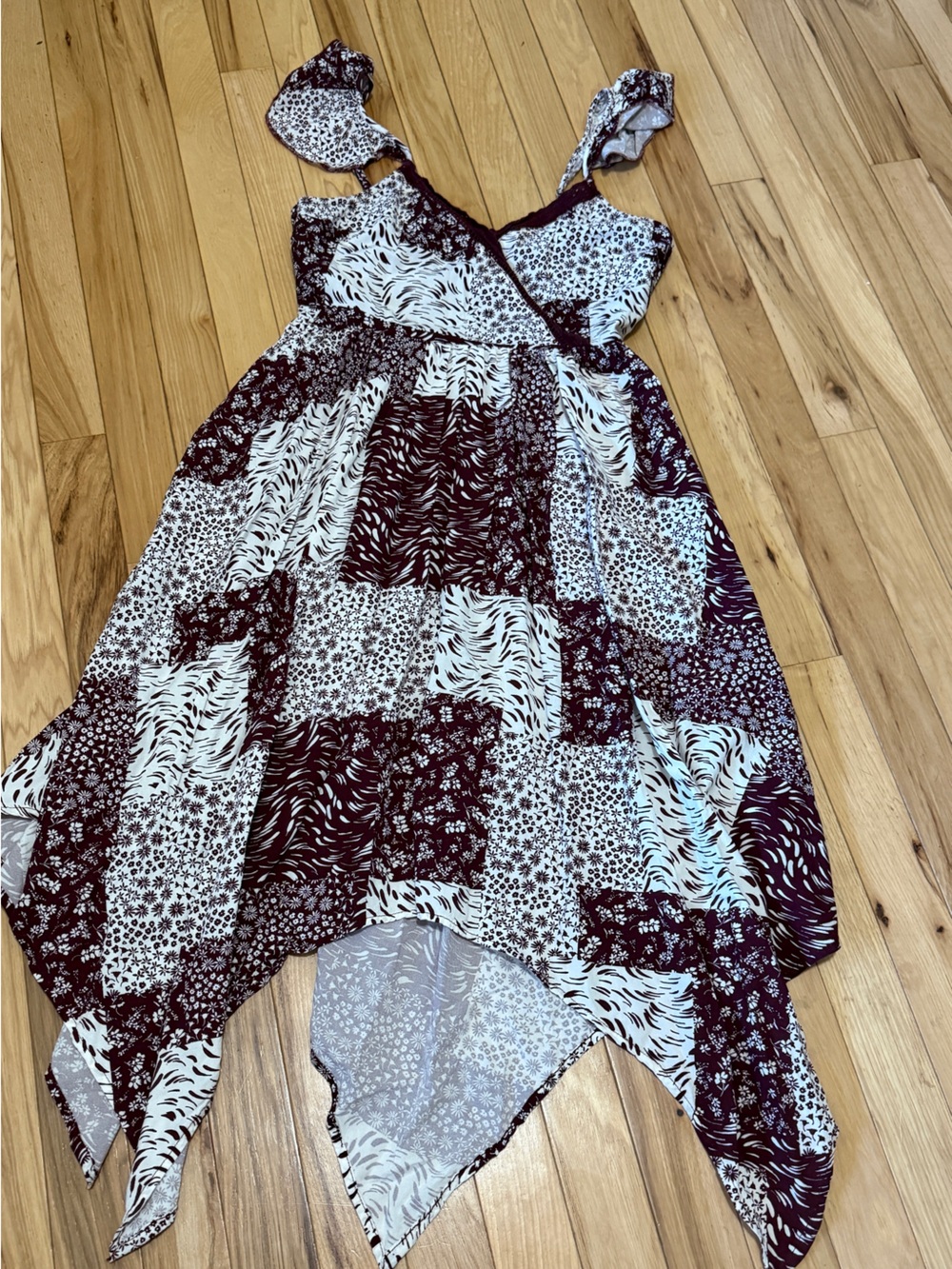 Last chance 🌻Maurices Burgundy Patchwork Midi Dress Size XS